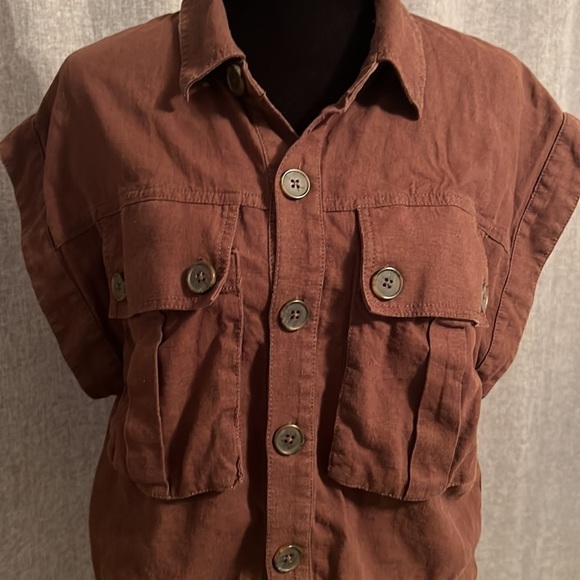 Happy Nature Sleeveless Linen Blend Crop Size Medium - Picture 2 of 7